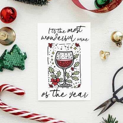 5-Pack Wine of the Year Christmas Cards – 4x6 with Envelopes & Stickers