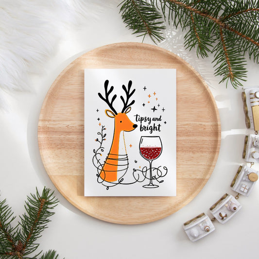 5-Pack Tipsy and Bright Christmas Cards – 4x6 with Envelopes & Stickers