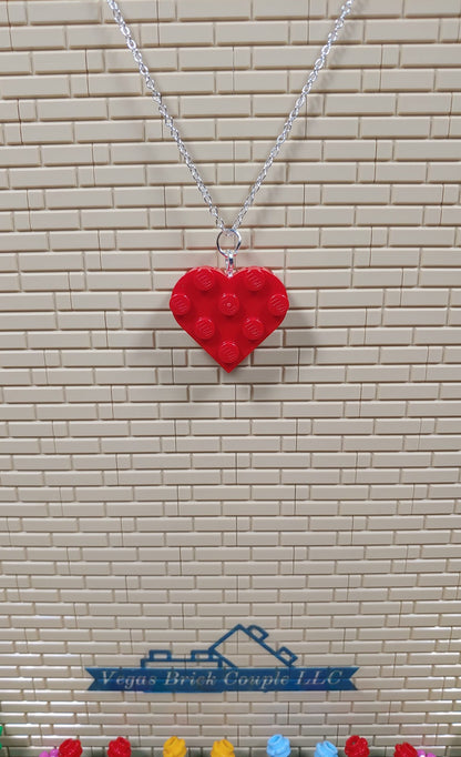 18" Silver Plated Lego® Red Heart Necklace image 2