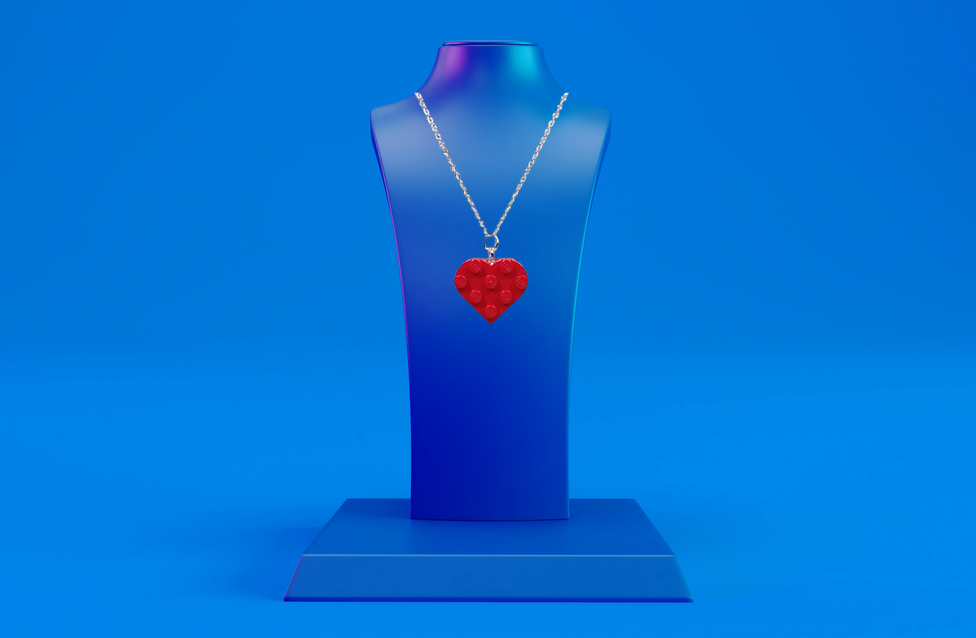 18" Silver Plated Lego® Red Heart Necklace image 0