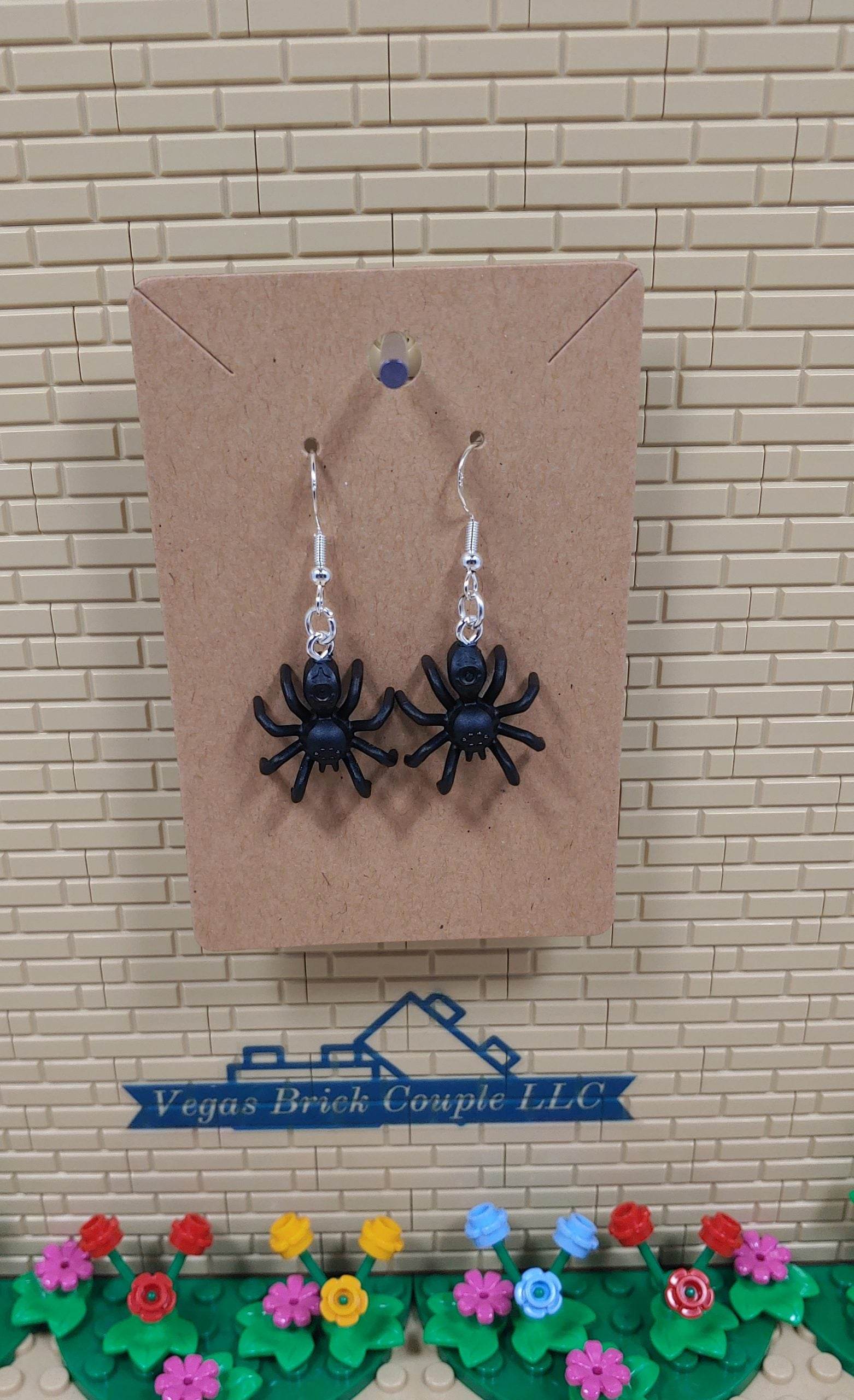 Spider Dangling Silver Plated Hook Earrings - Vegas Custom Creations