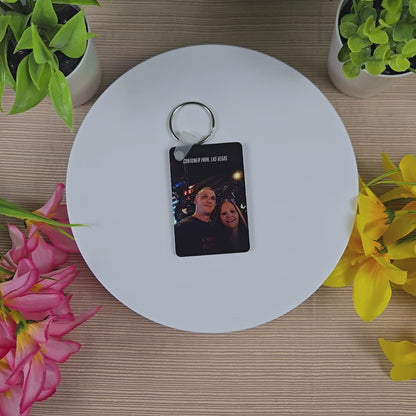 Rectangle Double Sided Personalized Photo and Text Key Chain
