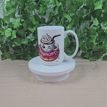 Hot Cocoa and Donut 11oz or 15oz Coffee Mug