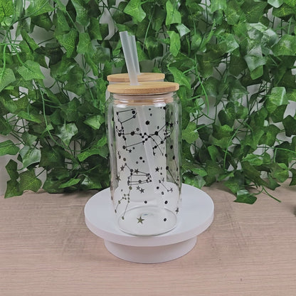 Zodiac Constellation 16oz Glass Jar Clear or Frosted (Multiple Designs Available)