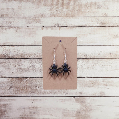 Spider Dangling Silver Plated Hook Earrings - Vegas Custom Creations