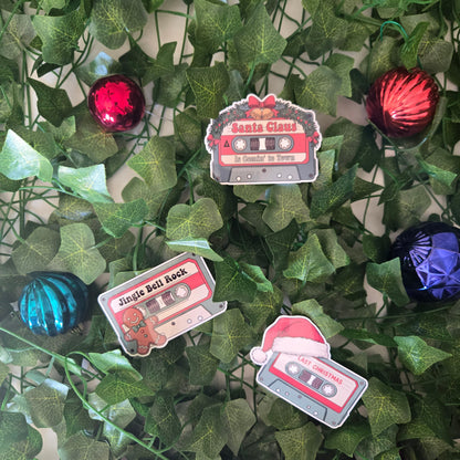 Vintage Christmas Music Cassette Stickers