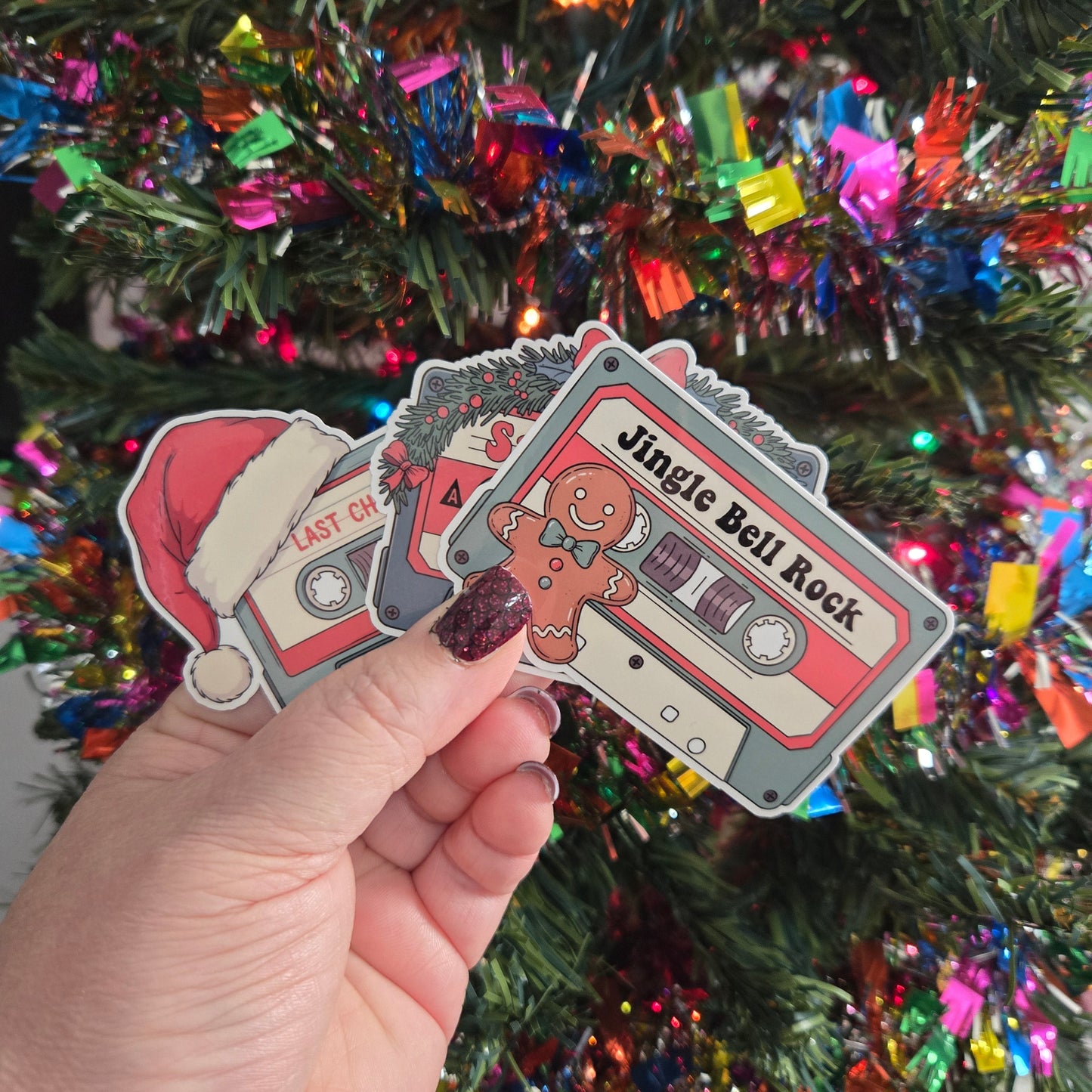 Vintage Christmas Music Cassette Stickers