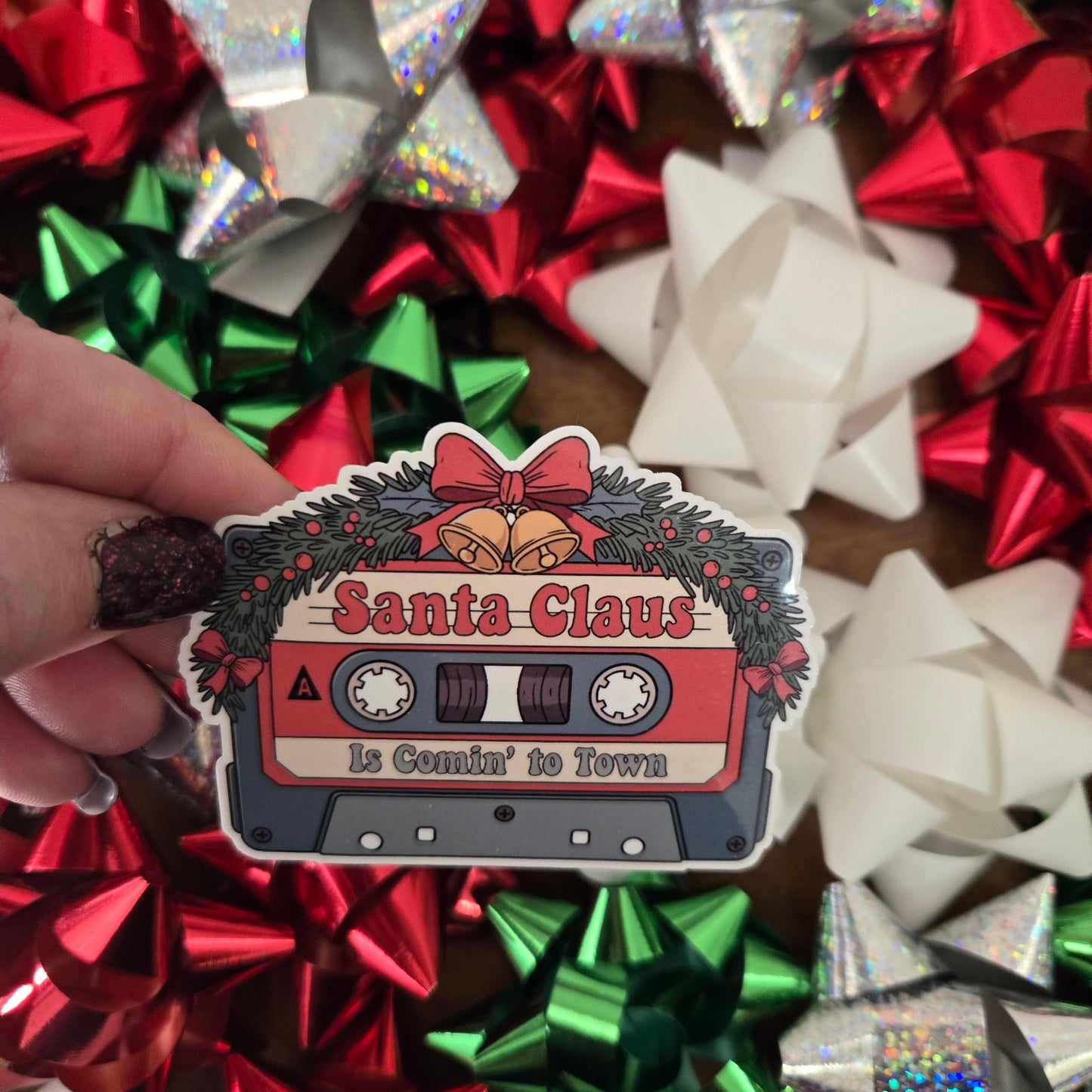 Vintage Christmas Music Cassette Stickers