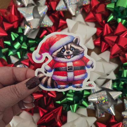 Festive Racoon Christmas Stickers