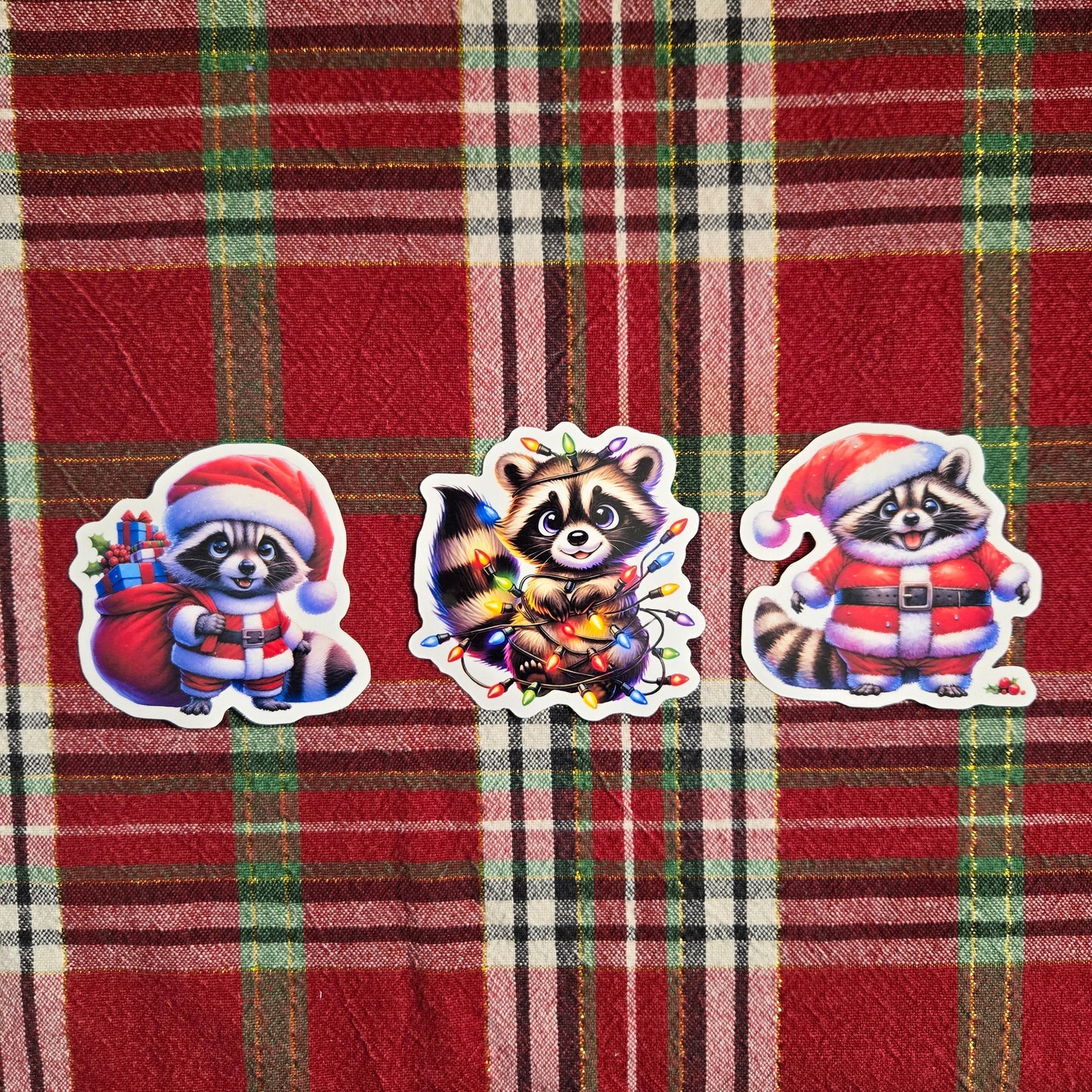 Festive Racoon Christmas Stickers