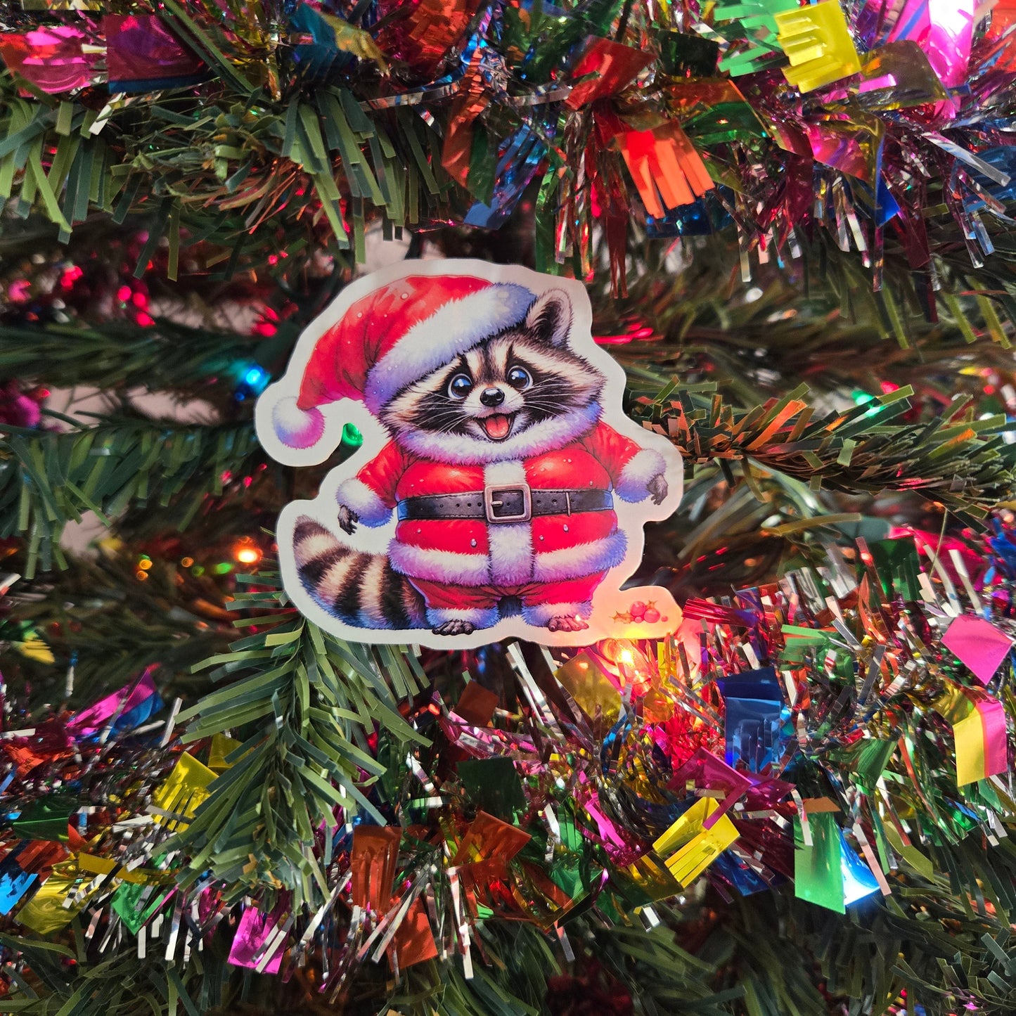 Festive Racoon Christmas Stickers