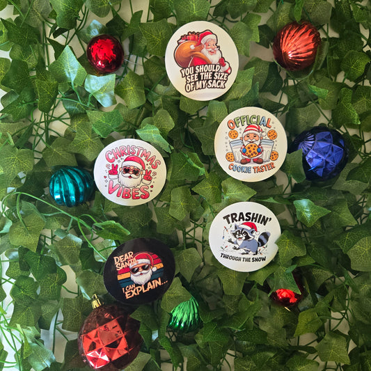 Round Cheeky Christmas Stickers