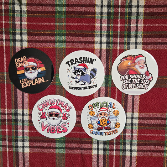 Round Cheeky Christmas Stickers