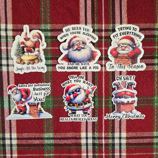 Adult Humor Santa Christmas Stickers
